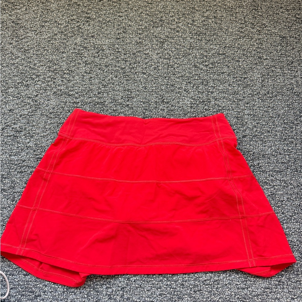 Lululemon Bright Red/Orange Pace Rival Mid-Rise Skirt